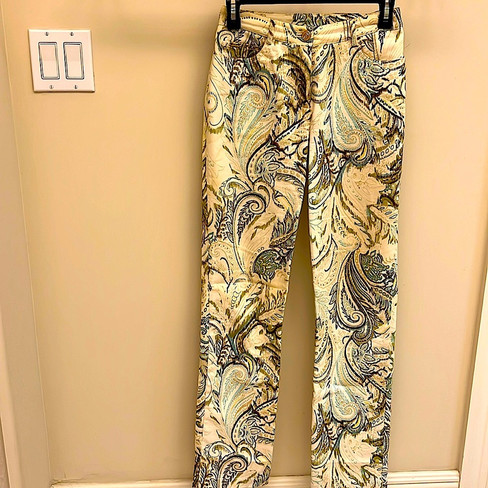 St. John Multicolor Paisley Straight Leg Pants